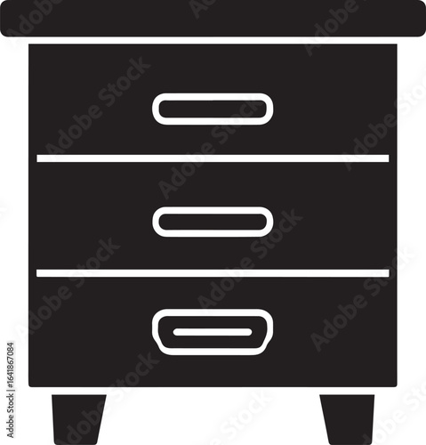 Drawer Silhouette in Black | Furniture Storage Cabinet Illustration