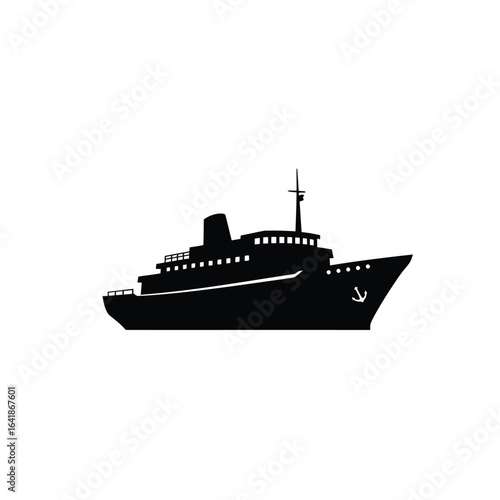 Black silhouette of a cruise ship boat vessel