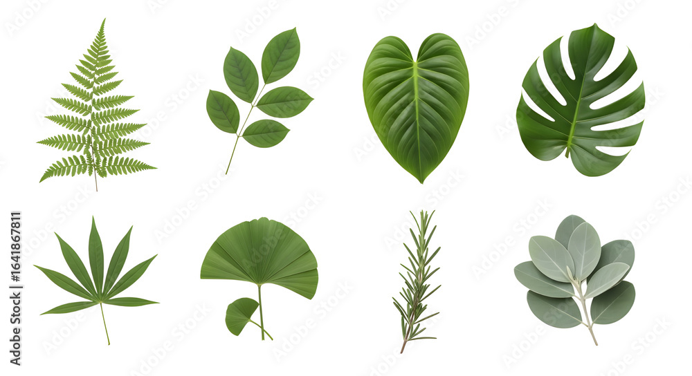 Fototapeta premium Collection of various tropical and garden leaves 