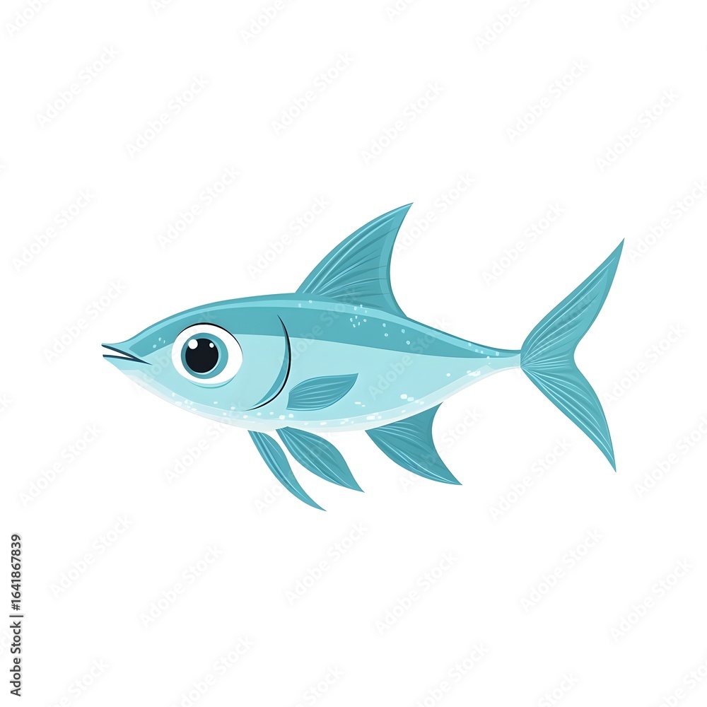 Obraz premium Light blue fish illustration.