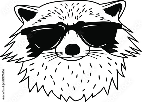 Cool raccoon wearing sunglasses vector illustration