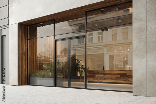 modern office building, empty glass front template