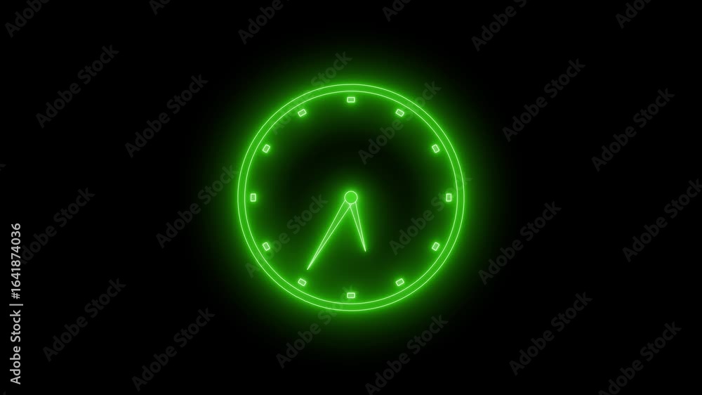 Simple Glowing Neon Analog Circle Clock Isolated Animation Simple Glowing Neon Analog Circle Clock Isolated Animation