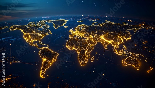 Global city lights world map
