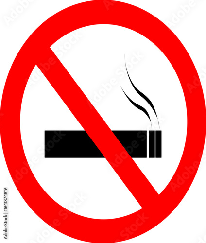 Universal “No Smoking” symbol with red circle and diagonal line over a cigarette. Ideal for public health, signage, and awareness-themed visuals.

