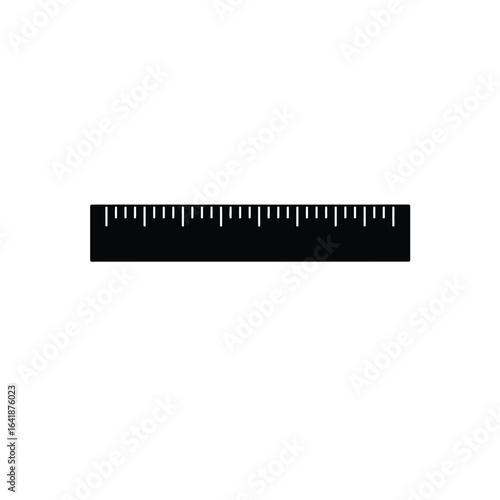 Black tailor ruler icon on white background measuring