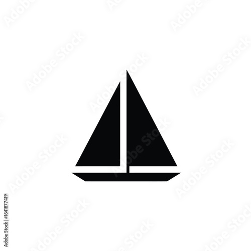 Black triangular sail icon boat ship