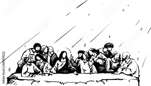 Fotografi An Iconic Last Supper Illustration Beautifully Rendered in Simple and Elegant Li
