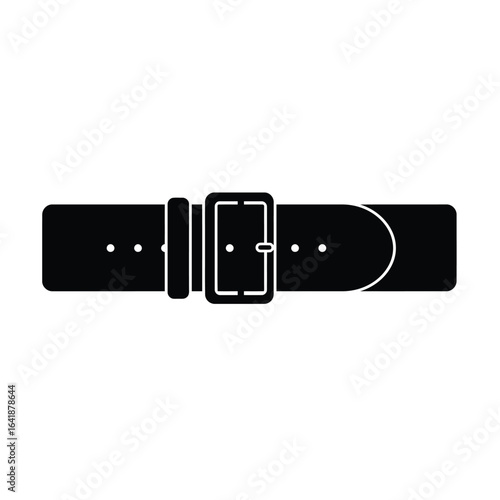 Black weightlifting belt with buckle and holes vector