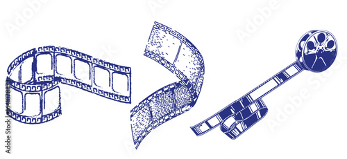 Film Strip For Ancient Camera Monochrome Vector