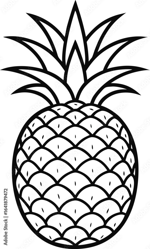 Obraz premium pineapple line art vector illustration on transparent background