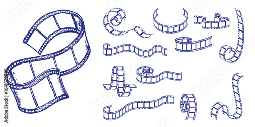 Film Strip For Ancient Camera Monochrome Vector