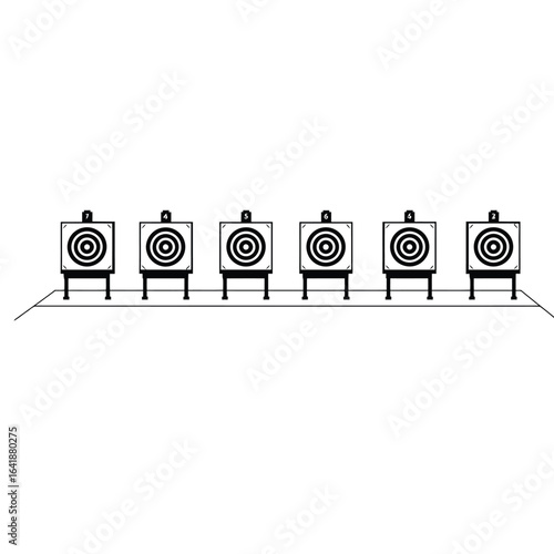 Archery targets numbered on stands range sport