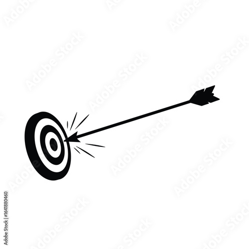 Arrow hitting bullseye target success