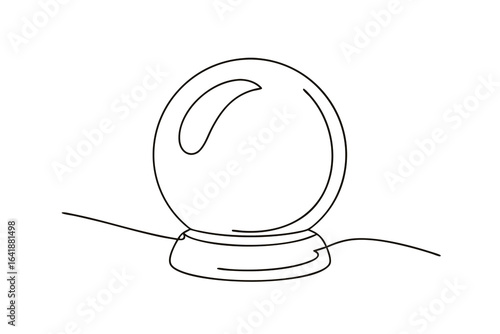 Minimalist single line drawing a crystal ball a stand sphere fortune