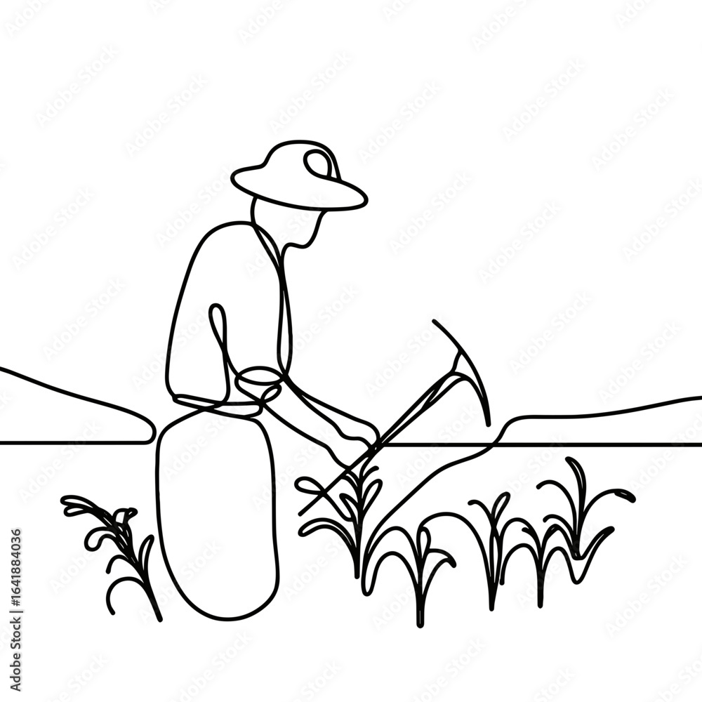 Obraz premium Farmer tilling field against landscape