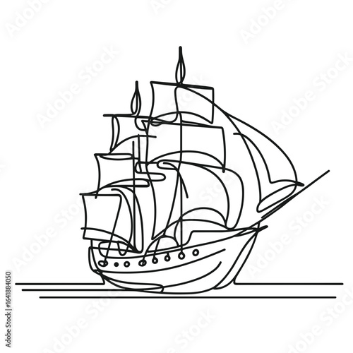 Wallpaper Mural Ship drawing in minimalist style in black and white Torontodigital.ca