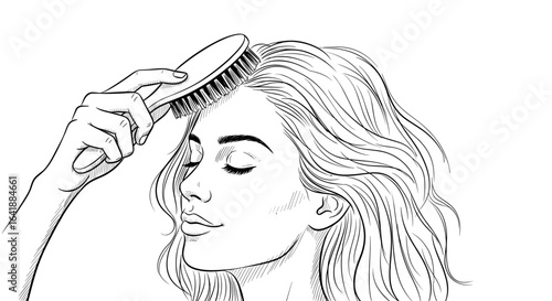Woman brushing hair illustration