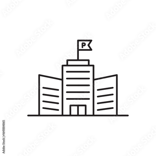 Parking building icon in outline style
