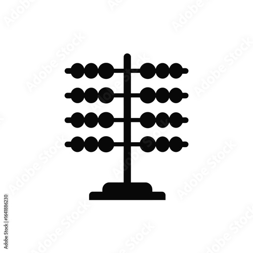 Black abacus on white background counting calculation