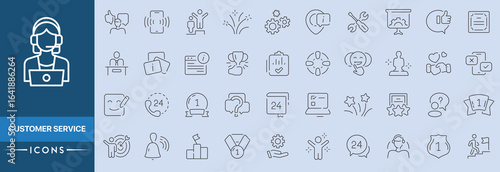 Customer Service icon set. Contains related to assistance, help, operator, feedback, assistant and more. Assistance icon. Minimal icons pack. Pixel perfect. Editable stroke