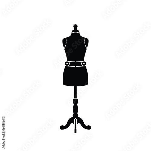 Black mannequin icon on white background tailor fashion