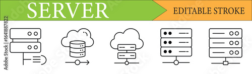 Wallpaper Mural Server linear icons set. Customizable symbols for data centers, cloud computing, web hosting, and network storage. Editable stroke. Torontodigital.ca