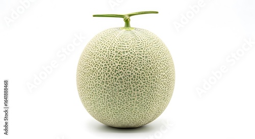 Whole japanese melon with stem on white background