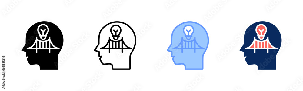 Obraz premium Concept Bridge icon set multiple style collection