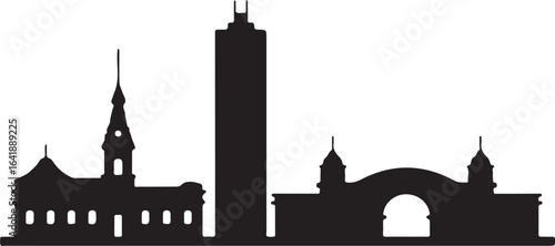 Buenos Aires skyline horizontal banner black silhouette Argentina vector on white background