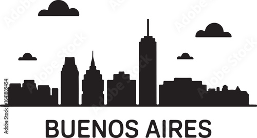 Buenos Aires skyline horizontal banner black silhouette Argentina vector on white background