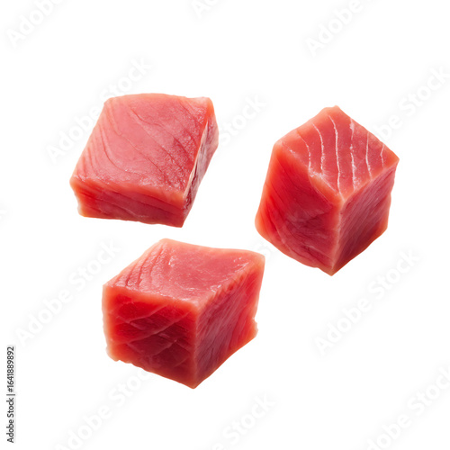 Wallpaper Mural Raw tuna cubes isolated on a transparent background fish meat Torontodigital.ca