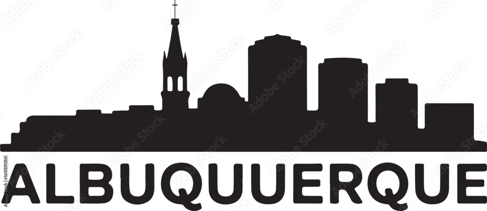 Obraz premium Albuquerque skyline silhouette black city vector on white background