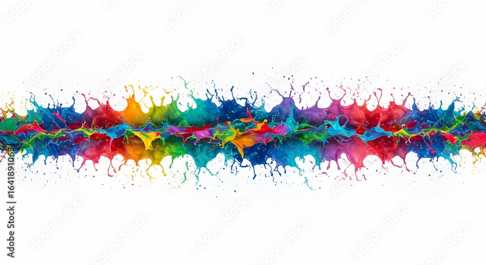 Naklejka premium Vibrant rainbow paint explosion on white