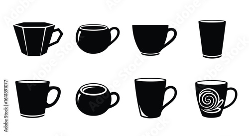 Coffee Mug and Cup Silhouette Collection � Black and White Vector Icons