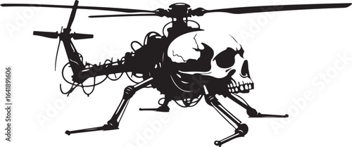 Mechanical Helicopter With Skull Body And Articulated Legs aircraft rotorcraft