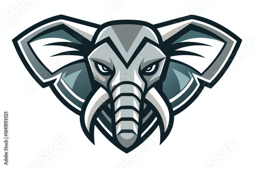 Wallpaper Mural of an Elephant Head Mascot with Intense Eyes on White Background Torontodigital.ca