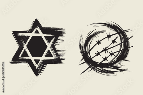 Holocaust Remembrance Day Star of David and barbed wire vector illustration