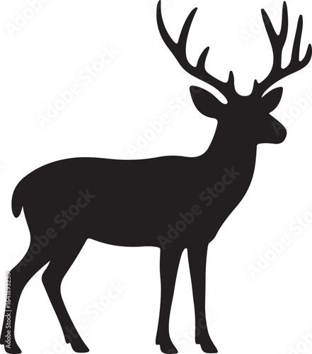 Mule Deer Silhouette Vector with isolated Background