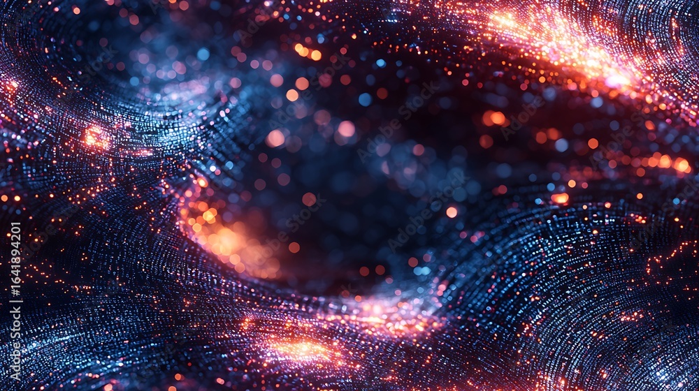 Fototapeta premium A surreal digital vortex of swirling binary code in shades of blue and purple, radiating futuristic energy.