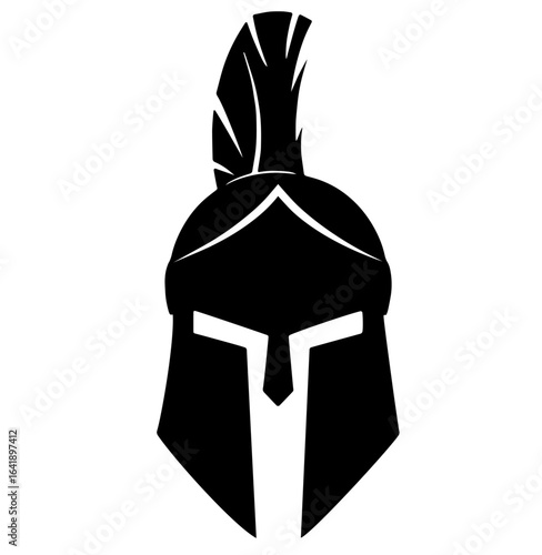 ancient warrior helmet with a prominent crest, eye slits, inspired by traditional Greek or Roman military, strength, defense, power, historical warfare, masculine identity, classical heroism