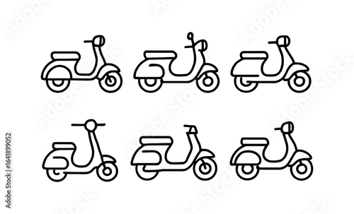 Set of classic scooter outlines perfect for minimalist design projects