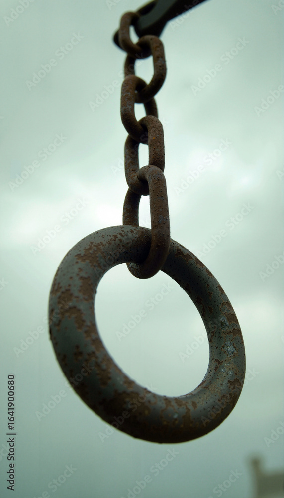 Hanging Rusty Metal Ring Hanging Rusty Metal Ring