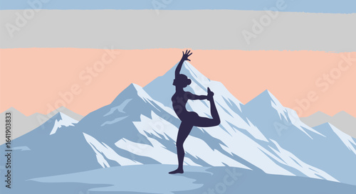 Yoga Pose on Mountain Peak