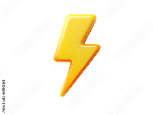 Free Download Bright Glossy Yellow 3D Lightning Bolt Icon Symbolizing Energy, Speed, Power, or Sudden Inspiration - GFXLoad