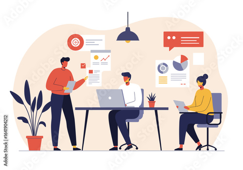 Modern Flat Vector Illustration of Business Plan and Strategy Development