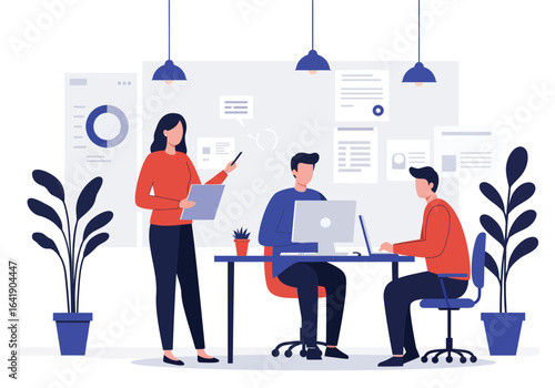 Modern Flat Vector Illustration of Business Plan and Strategy Development