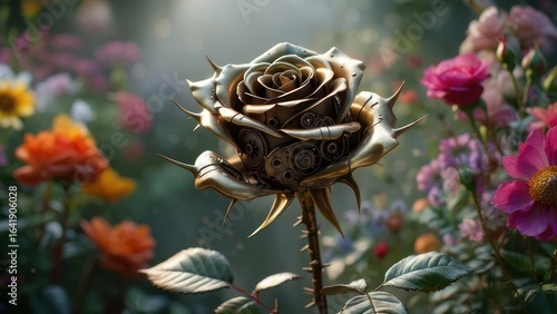 Golden rose in garden