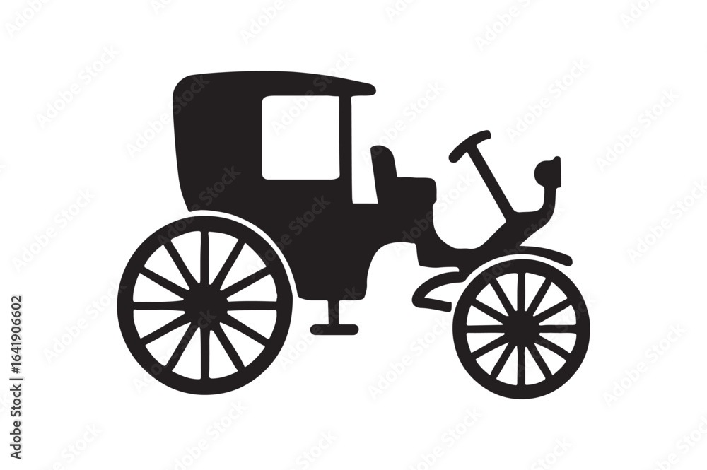 Fototapeta premium Vintage Carriage Antique Car silhouette vector art illustration on white background