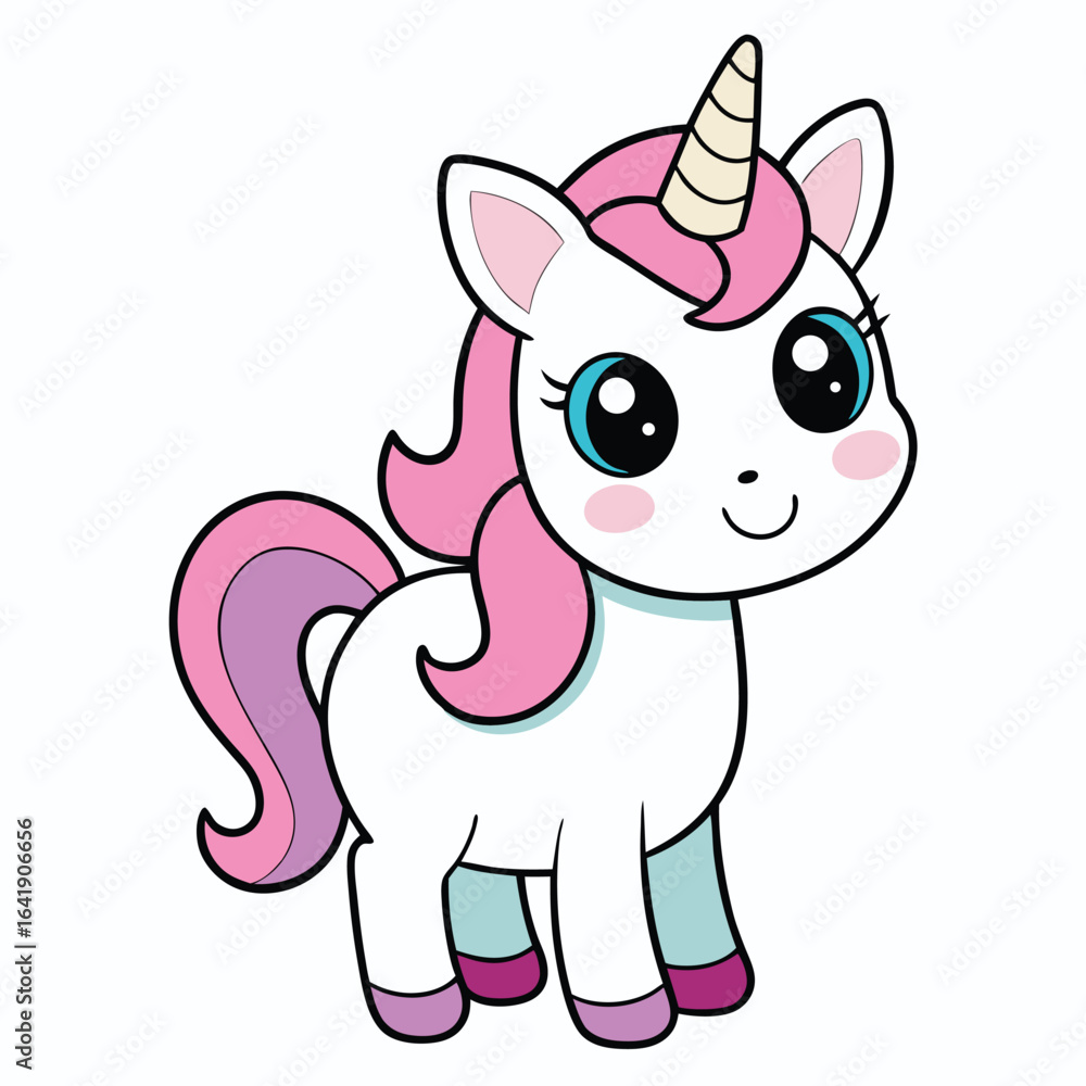Fototapeta premium Cute unicorn vector cartoon illustration
